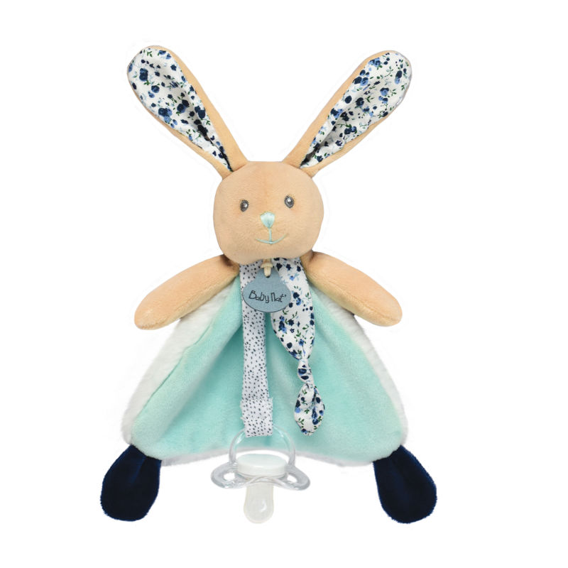  - les poupis - attache-sucette lapin bleu marine 17 cm 